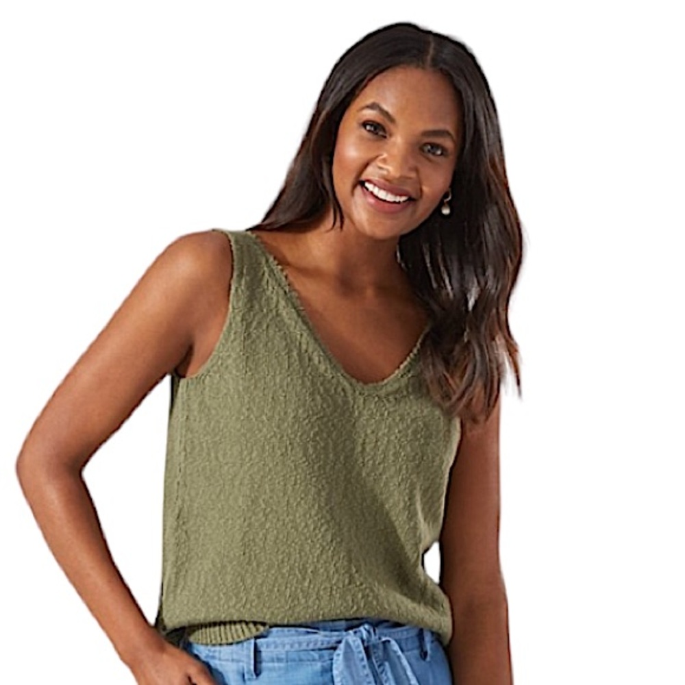 TOMMY BAHAMA: NWT Water’s Edge V-Neck Green Tank -Size XS